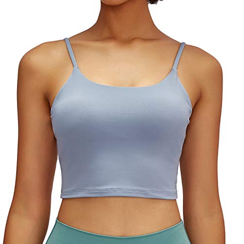 Lemedy Sport-BH, für Damen, gepolstert, Fitness, Workout, Laufshirt, Yoga, Tanktop - Blau - Large von Lemedy