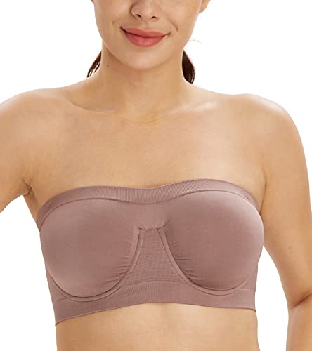 Lemorosy Nahtloser Ungepolstert Bandeau Bügel Multiway BH(Mokka L) von Lemorosy