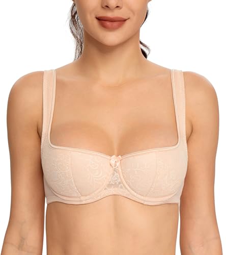 Lemorosy Damen Bügel Balconette-BH Gepolsterte Träger Halbschale Push Up(Beige,75F) von Lemorosy