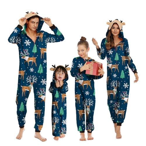 Lenugeo Weihnachts Matching Einteiliger Pyjama, Familie Couple Partner Paare Weihnachten Schlafanzug, Christmas Rentier Strampler Jumpsuit Fun Outfit | Für Herren, Grün (EA) von Lenugeo