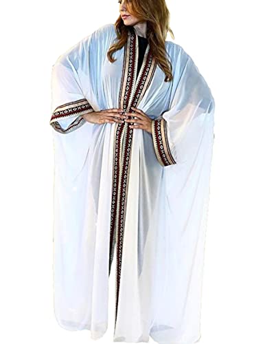 LeofL Damen Strand-Cardigan Morgenmantel Nachthemd Kaftan Kleid Badeanzug Cover Ups, N White Border Stitch, Einheitsgröße von LeofL