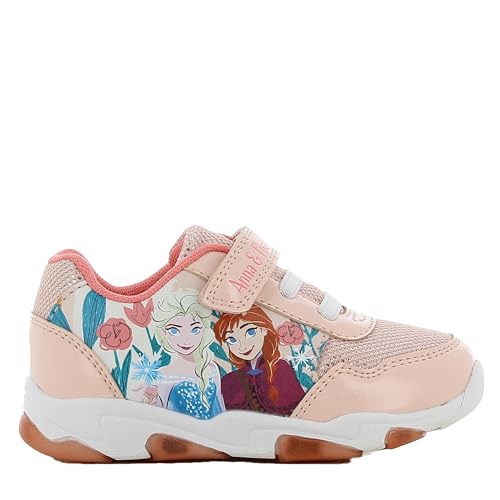 Disney Frozen Schuhe Mädchen 2 bis 8 Jahre, Kinderschuhe mit Anna und ELSA Motiv 28 EU, Leuchtschuhe Kinder mit Klettverschluss und LED Licht, Sneaker die Eiskönigin, Ideal für Schule und Freizeit von Leomil