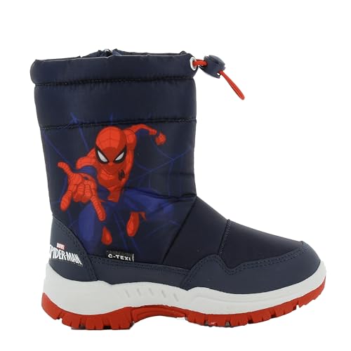 MARVEL SPIDERMAN Gefütterte Winterstiefel Junge bis 8 Jahre, Schneestiefel für Kinder mit Spider-Man Motiv 28 EU, Hohe Warme Wasserfeste Winterschuhe Jungen ideal für Verschneite und Kalte Tage von Leomil