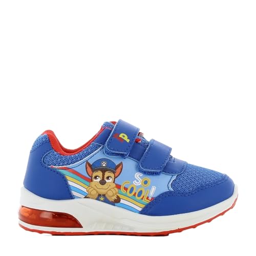 PAW PATROL Kinderschuhe mit Licht von 2 bis 6 Jahre, LED Leuchtschuhe Jungen und Mädchen 29 EU mit Chase und Marshall Motiv, Turnschuhe mit Klettverschluss, Sneaker ideal fur Schule und Freizeit, Blau von Leomil