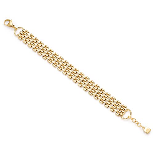 Leonardo Jewels Milanese Armband, Armschmuck aus Edelstahl gold, Statement-Kette 18,5-20,5 cm Länge, Brickwork-Collier Damen Schmuck, 023053 von Leonardo Jewels