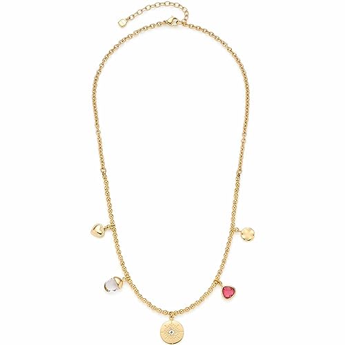 Leonardo Jewels Giselle Damen Halskette aus Edelstahl IP Gold mit 5 kleinen Charm Anhängern, Länge 45-50 cm, Schmuck Geschenk für Frauen 023214 von Leonardo Jewels