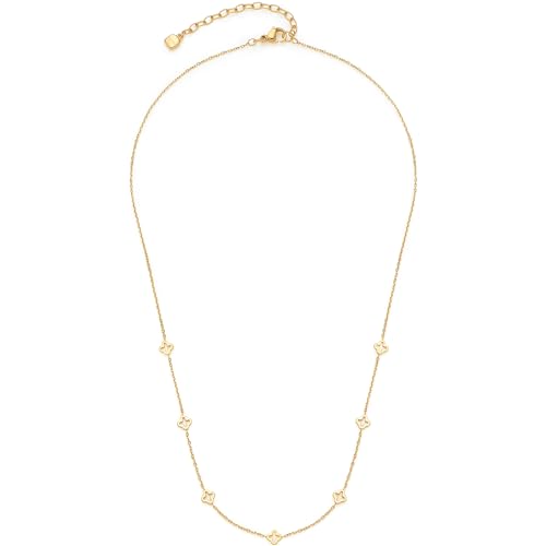 Leonardo Jewels Halskette Ciao Janna, Kette aus feiner Edelstahl Spiegel-Ankerkette mit Kleeblatt-Ornamenten, gold, 42-47 cm, Schmuck Geschenk, 023940 von Leonardo Jewels