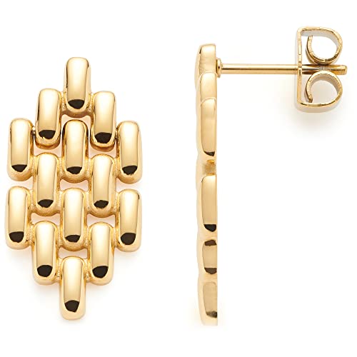 Leonardo Jewels Milanese Ohrhänger, Ohrringe aus Edelstahl, gold Brickwork-Optik Kettenglieder, 2,4 cm, Statement-Ohrschmuck, Damen Schmuck, 1 Paar, 023054 von Leonardo Jewels