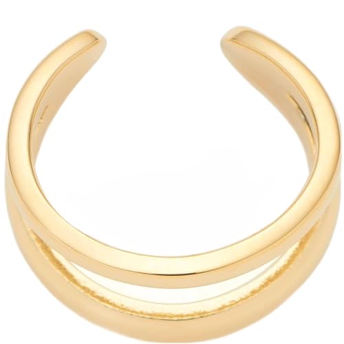 Leonardo Jewels Ohrklemme Ciao Simba, 1 Stück Ear-Cuff aus Edelstahl, offener Doppel-Ring mit zusammenlaufenden Schienen, goldfarben, Ohr-Schmuck Damen, 024261 von Leonardo Jewels