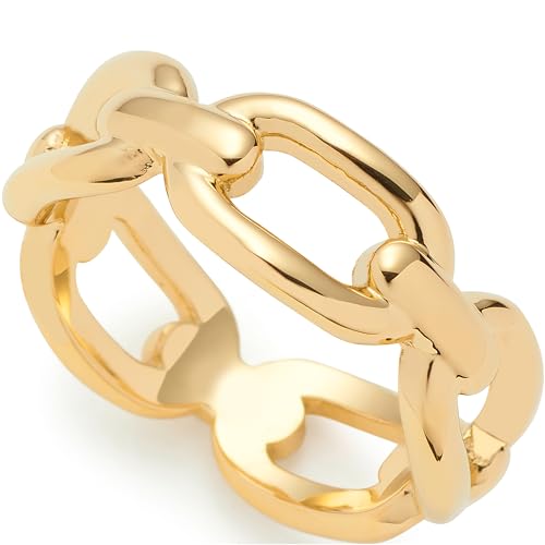 Leonardo Jewels Ring Mathilde, Band-Ring aus goldfarbenem Edelstahl, Gr. 18 (56), trendiger Kettenglieder-Look, Chunky Chain, Damen Schmuck, 024270 von Leonardo Jewels