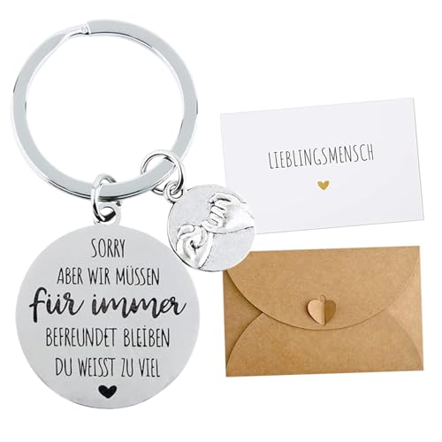 Geschenk Freundin Geburtstag, Schlüsselanhänger für Die Freundin mit Grußkarte und Umschlag, Geschenk Beste Freundin Geburtstag Abschiedsgeschenk Freundschaftsgeschenke Freundin Geschenk (Silber) von Leonshco