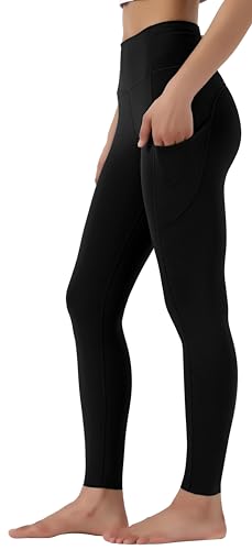 Leovqn Damen Sport Leggings Hohe Taille Blickdicht Yoga Hosen mit Taschen für Sports Laufen Joggen Training Freizeitkleidung Schwarz S von Leovqn