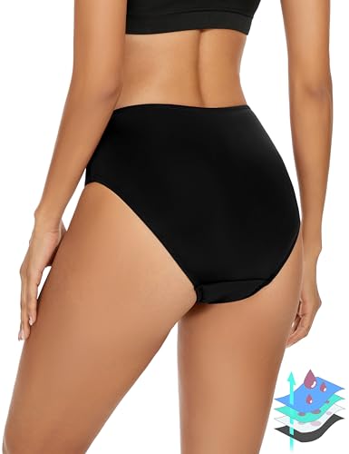 Leovqn Period Bademode, auslaufsicher, Menstruations-Bikini, wasserdichte Unterseite, UPF 62+, Schwimmkurz, Leichter Durchfluss – Teenager, Mädchen, Damen, Schwarz, XXS von Leovqn