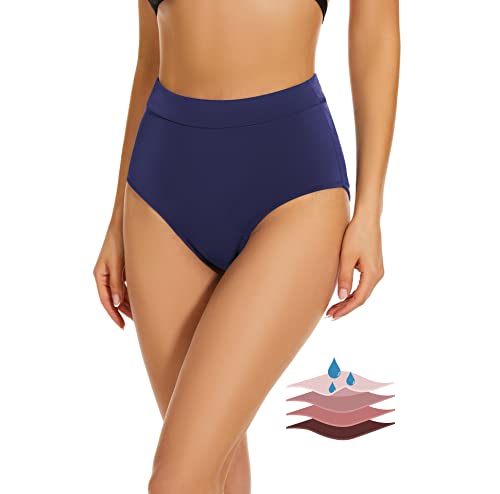 Leovqn Perioden Bikinihosen UPF 50+ Wasserdicht Badeshorts Lichtfluss Perioden Bademode für Damen Mädchen Teens, Marine, M von Leovqn