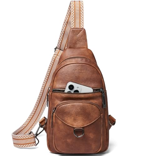 Leresas Schultertasche für Damen und Herren, Umhängetasche, Reisen, trendig, veganes Leder, Gürteltasche, Anti-Diebstahl, Wandern, 1-braun, Trendige Sling Bag von Leresas