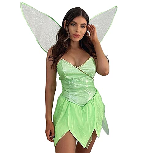 Damen Fee Kostüm Halloween Elfe Cosplay Waldfee Prinzessin Sexy Einfarbig Pailletten Tube Top Frauen Waldfee Cosplay Kleid mit Flügeln Tinkerbell Kostüm Waldelfe Damen Fee Kostüm Halloween Elfe Cosplay Waldfee Prinzessin Sexy Einfarbig Pailletten Tube Top Frauen Waldfee Cosplay Kleid mit Flügeln Tinkerbell Kostüm Waldelfe von Lerrita