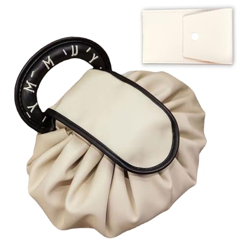 Kosmetiktasche, Kordelzug Kosmetiktasche Make up Tasche mit Kordelzug Kosmetikbeutel Kordelzug Kosmetiktasche Damen mit Kordelzug, Großes Fassungsvermögen, Tragbare Reise Make up Tasche (Beige) von Les-Theresa