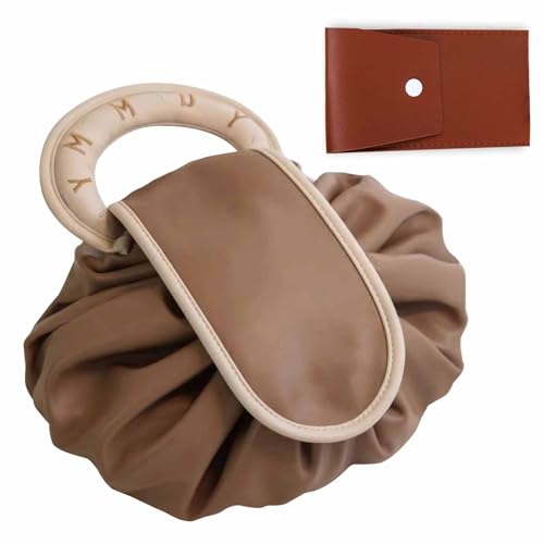 Kosmetiktasche, Kordelzug Kosmetiktasche Make up Tasche mit Kordelzug Kosmetikbeutel Kordelzug Kosmetiktasche Damen mit Kordelzug, Großes Fassungsvermögen, Tragbare Reise Make up Tasche (Braun) von Les-Theresa