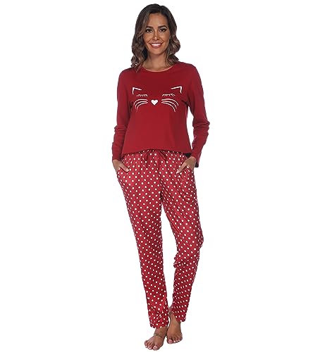 Les-Theresa Schlafanzug Damen Baumwolle Pyjama Set, Lang Zweiteiliger Nachtwäsche Raglanärmel Sleepwear und Lange Pyjamahose, Herbst Winter Hausanzug Freizeitanzug von Les-Theresa