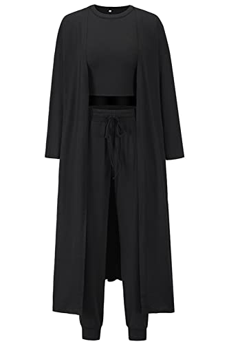 Les umes 3-teiliges Trainingsanzug-Set für Damen Cardigan vorne offen Tanktops Palazzo-Hose Lounge-Set Schwarz XXL Les umes 3-teiliges Trainingsanzug-Set für Damen Cardigan vorne offen Tanktops Palazzo-Hose Lounge-Set Schwarz XXL von Les umes