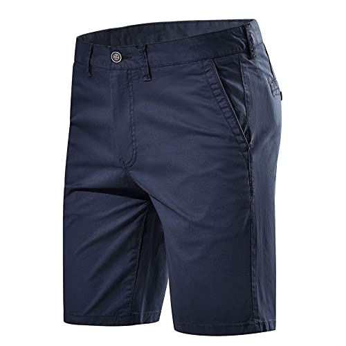 Les umes Klassische Bermuda-Shorts, Chino, Herren, Stretch, bequem, ohne Clip, eng anliegend, A1-Marineblau, 29W von Les umes