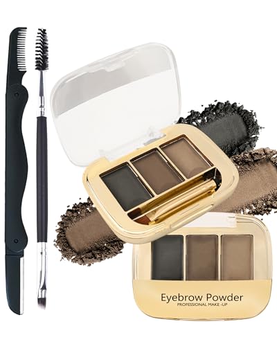Augenbrauenpuder, wasserfest, 3 Farben, Make-up-Set für Augenbrauen, Braun, mit Rasierer und Bürste, langlebige Farben, Volumen- und Formung der Augenbrauenkontur, Geschenk für Damen, Set 03 Augenbrauenpuder, wasserfest, 3 Farben, Make-up-Set für Augenbrauen, Braun, mit Rasierer und Bürste, langlebige Farben, Volumen- und Formung der Augenbrauenkontur, Geschenk für Damen, Set 03 von Lestpola