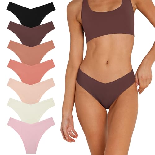 Levao 7er Pack Seamless Slips Damen Unterhosen Nahtlose Unterwäsche Atmungsaktive Hipster Panties Set Sexy Bikini Women's Knickers Invisible Damen Slips Mehrpack S-XL von Levao