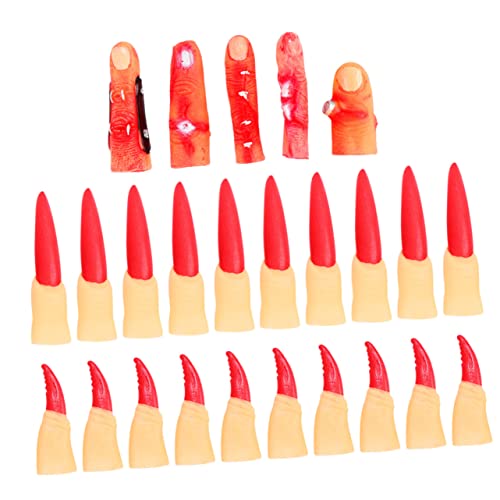 Levemolo 3 Sätze Halloween Gefälschte Fingerlinge Hexenfingerbetten Gefälschte Hexennägel Gruseliger Falscher Finger Blutige Finger Fingernagelabdeckungen Vinyl Die Menschlicher Körper von Levemolo