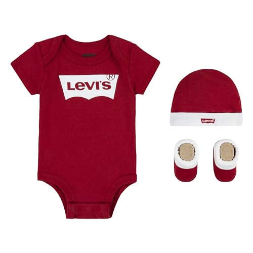 Levi's Kids Classic batwing infant hat bodysuit bootie set 3pc Baby Jungen Pastel Turquoise 6-12 monate von Levi's
