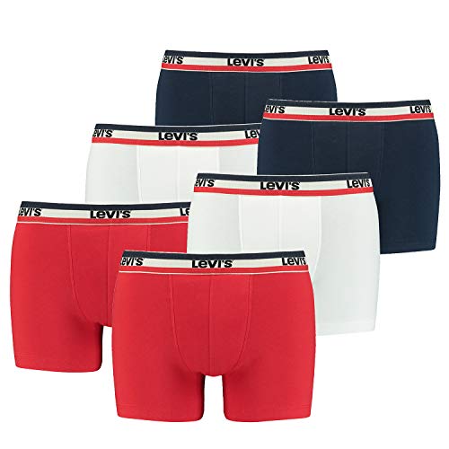 6er Pack Herren Levis SPRTSWR Logo Boxer Brief Boxershorts Unterwäsche Pants, Farbe:White/Blue/Red, Bekleidungsgröße:M von Levi's