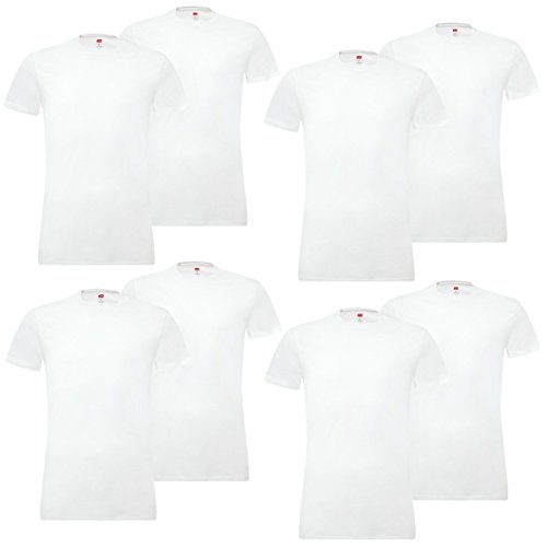 6er Pack Levis Solid Crew T-Shirt Men Herren Unterhemd Rundhals Stretch Cotton, Farbe:300 - White, Bekleidungsgröße:L von LEVI'S