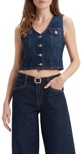 Levi's Damen Bella Denim Corset Hemd mit Button-Down-Kragen, Dark Side Scrape, S von Levi's