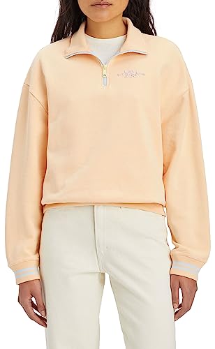 Levi's Women's Graphic Rue 1/4 Zip Crewneck Sweater, Crew Boxy Logo Almond Cream, XS von Levi's