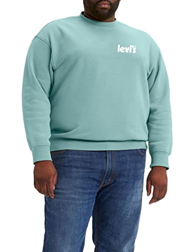 Levi's Herren Big & Tall Relaxed Graphic Crew Sweatshirt, Poster Logo Left Chest Pastel Turquoise, Blau, 3XL von Levi's