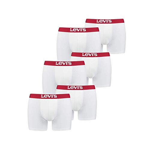 6er Pack Herren Levis Solid Basic Boxer Brief Boxershorts Unterwäsche Pants, Farbe:317 - White/White, Bekleidungsgröße:XXL von Levi's