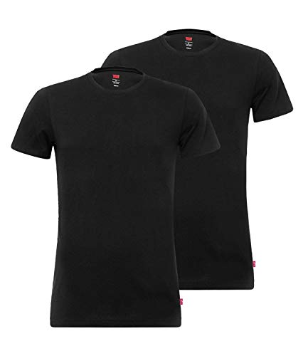 Levi's Herren Crew Neck T-Shirts Stretch Cotton 905055001 2er Pack, Farbe:Schwarz, Menge:2er Pack (1x 2er), Größe:XL, Artikel:-884 Jet Black von Levi's