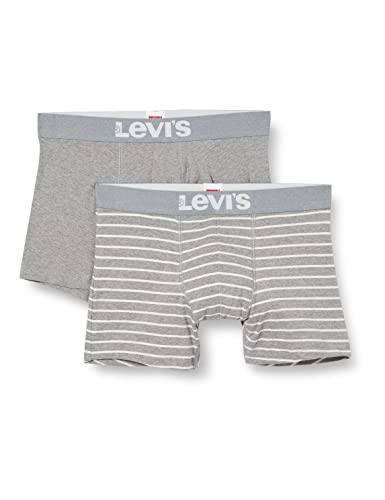 Levi's Herren Vintage Stripe Boxers Briefs Slip, Middle Grey Melange, XXL (2er Pack) von LEVIS