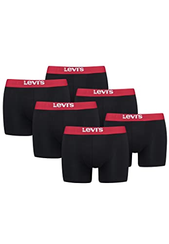 Levi's Herren Men's Solid Basic Boxers (6 Pack) Boxer Shorts, Farbe:Black/Red, Bekleidungsgröße:XXL von Levi's