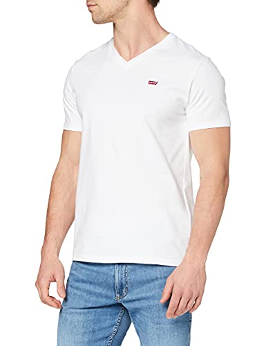 Levi's Herren Original Housemark V-Neck T-Shirt, White, M von Levi's