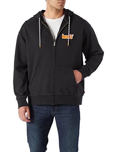 Levi's Herren Relaxed Graphic Zip Up Hoodie Sweatshirt, Caviar Black-Schwarz, M von Levi's