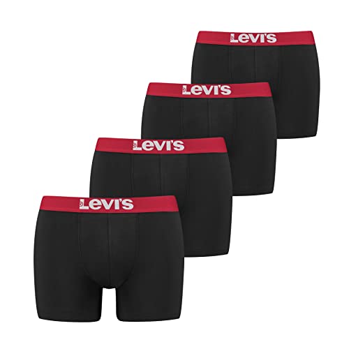 Levi's Herren Solid Basic Boxer Briefs, Black/Red, L von LEVIS