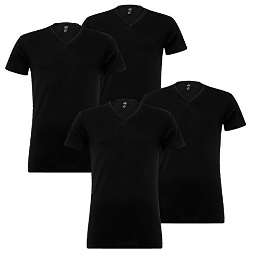 4 er Pack Levis V-Neck T-Shirt Men Herren Unterhemd V-Ausschnitt, Farbe:884 - Jet Black, Bekleidungsgröße:XL von LEVI'S