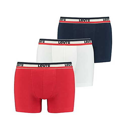 Levi's Herren Boxer Unterwäsche, Weiß/Blau/Rot, S (2er Pack) von LEVIS