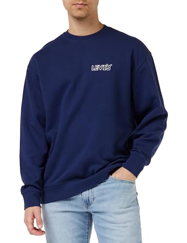 Levi's Men's Relaxd Crew Graphic Sweatshirt, Chrome Headline Naval Academy, M von Levi's