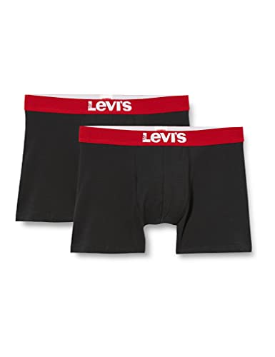 Levi's Herren Levi's Men's Solid Basic (2 Pack) boxer shorts, Schwarz, 38 EU, L von LEVI'S