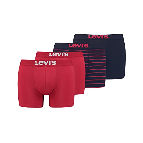 Levi's Herren Levi's Men's Solid and Vintage Stripe Boxers (4 pack) Boxer Shorts, rot / Schwarz, M von LEVIS