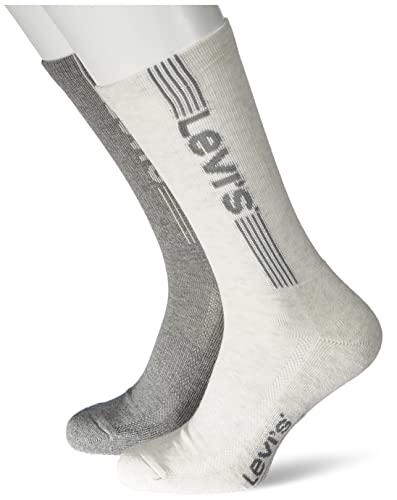Levi's Unisex Classic Crew Sock, Mid Grey Melange/ Marshmallow, 35/38, 2er Pack von Levi's