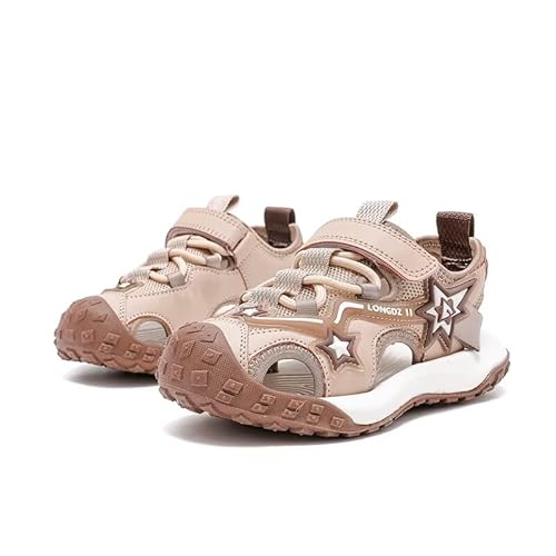 Lewhosy Jungen Mädchen Sandalen Kinder Geschlossene Sandalen Trekking Wandern Outdoor Atmungsaktiv Sommerschuhe Zehe Sandalen EU28-39 (8006-braun-33) von Lewhosy