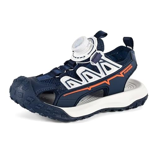 Lewhosy Jungen Mädchen Sandalen Kinder Geschlossene Sandalen Trekking Wandern Outdoor Atmungsaktiv Sommerschuhe Zehe Sandalen EU28-39 (F601-dunkelblau-28) von Lewhosy