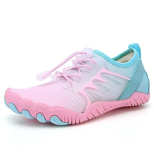 Lewhosy Kinder Barfußschuhe Schnell Trocknend Badeschuhe Wasserschuhe Schwimmschuhe für Jungen Mädchen(A518-Rosa-28) von Lewhosy